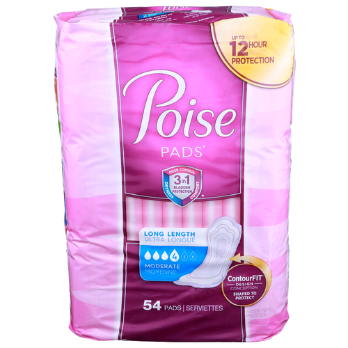 Poise Long Length 4 Moderate Pad - 54 Count