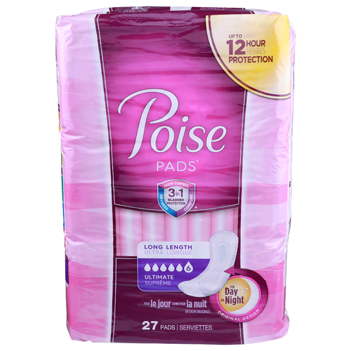 Poise Long Length Pads - 27 Count
