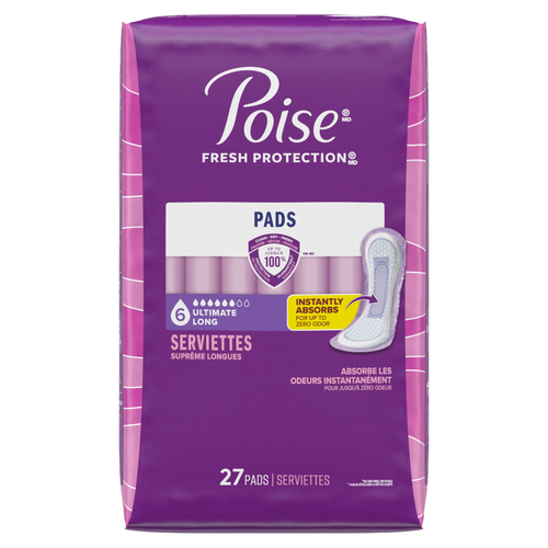 Poise Fresh Protection Ultimate Absorbency Long Pads - 27 Count Image 1 of 2