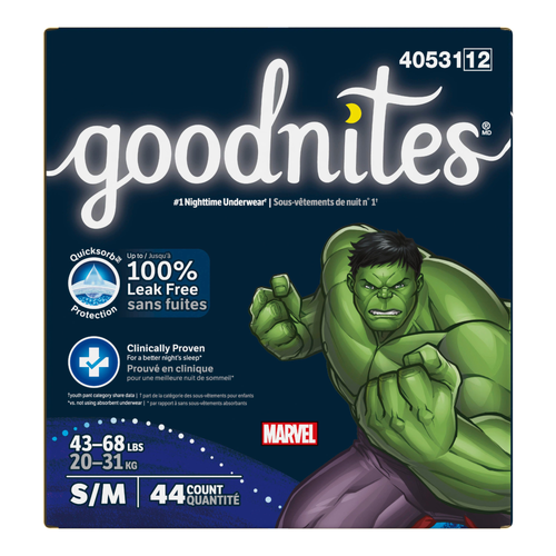 Goodnites Boy's Nighttime Underwear Size S/M - 44 Count Image 1 of 2