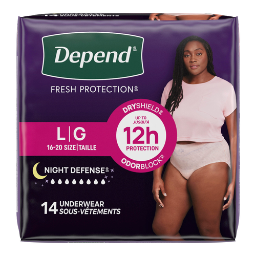 Depend Fresh Protection Night Defense Underwear For Women Size L (16-20) - 14 Count Image 1 of 2