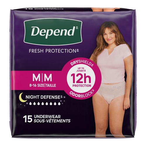 Depend Fresh Protection Night Defense Underwear For Women Size M (8-16) - 15 Count Image 1 of 2