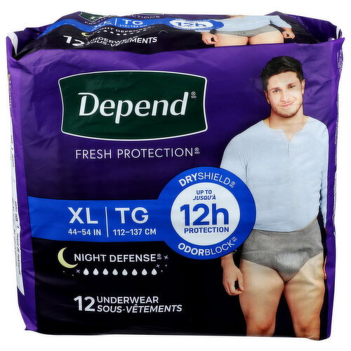 Depend Men Overnt Absorb Underwear Grey Male Xlrg 12 - 12 Count
