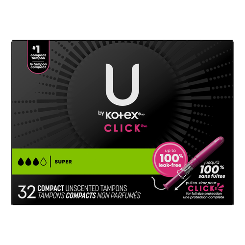 U by Kotex Click Compact Tampons Super Absorbency Unscented - 32 Count Image 1 of 2