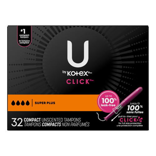 U by Kotex Click Compact Tampons Super Plus Absorbency Unscented - 32 Count Image 1 of 2