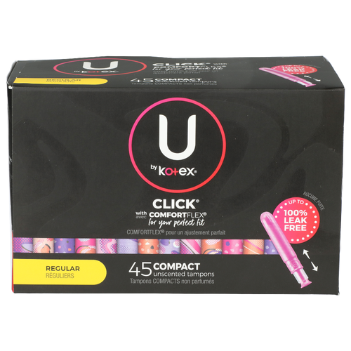 U By Kotex Unscented Regular Tampons - 45 Count