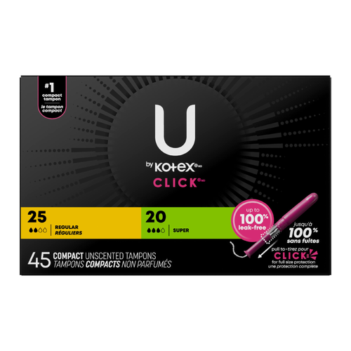 U by Kotex Click Compact Multipack Tampons Regular/Super Unscented - 45 Count Image 1 of 2