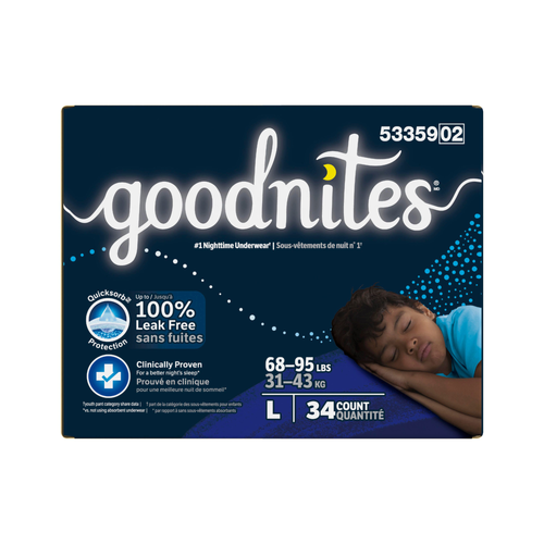 Goodnites Boy's Nighttime Underwear Size L - 34 Count Image 1 of 2