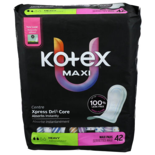 Kotex Heavy Absorbency Maxi Pads - 42 Count