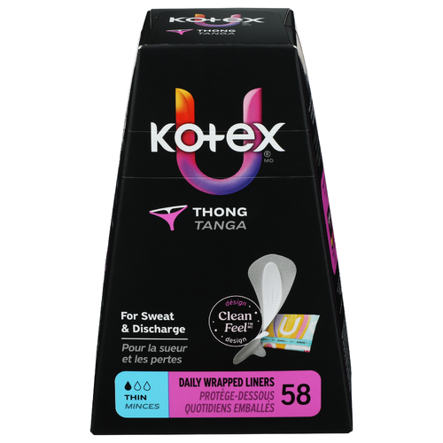 Kotex Thong Light Daily Wrapped Liners - 58 Count