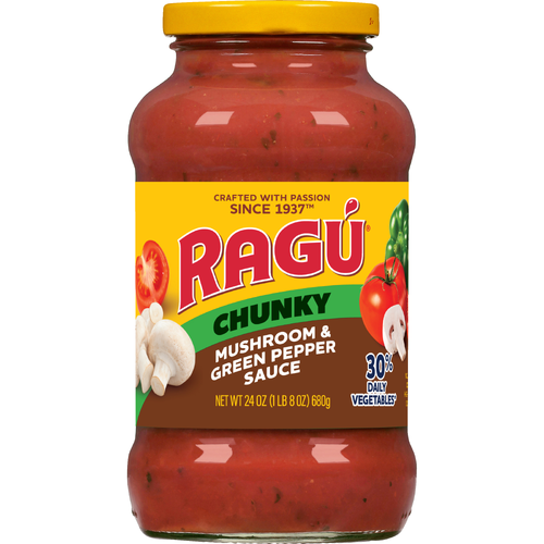 Ragu Chunky Mushroom & Green Pepper Pasta Sauce - 24 Ounce