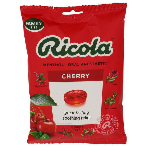 RICOLA Cherry Cough Dropsthroat Lozenges - 45 Count
