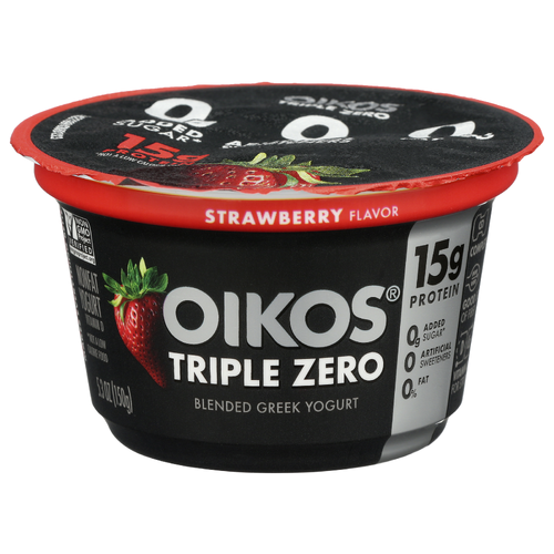 Dannon Oikos Strawberry Greek Yogurt Triple Zero Blended - 5.3 Ounce