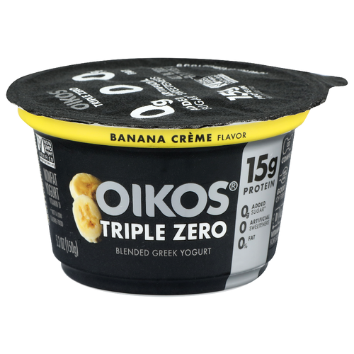 Oikos Triple Zero Banana Creme Flavor Blended Greek Yogurt - 5.3 Ounce
