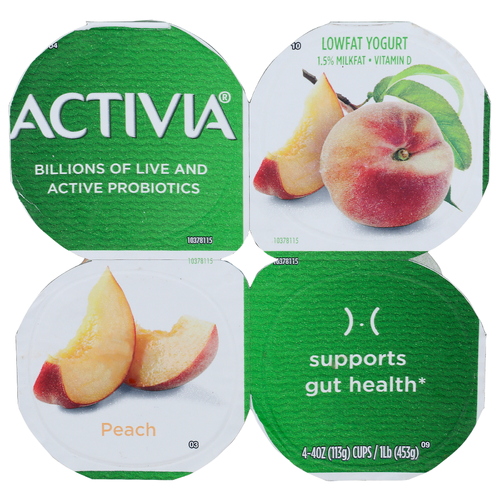 Activia Lowfat Yogurt Peach - 4 Ounce - 4 Count
