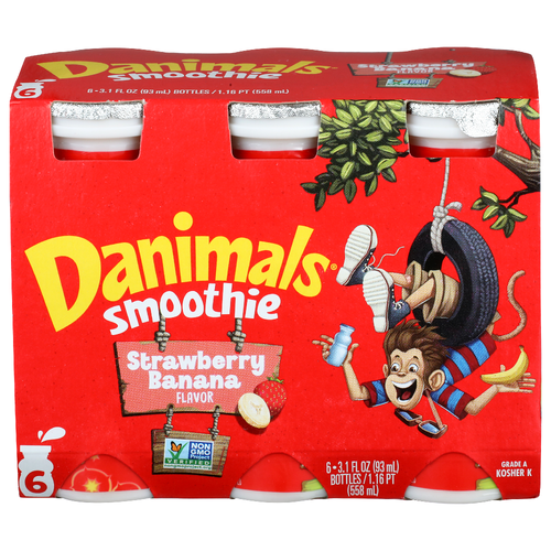 Danimals Strawberry Banana Flavor Smoothie - 0.517 Fluid Ounce - 6 Count