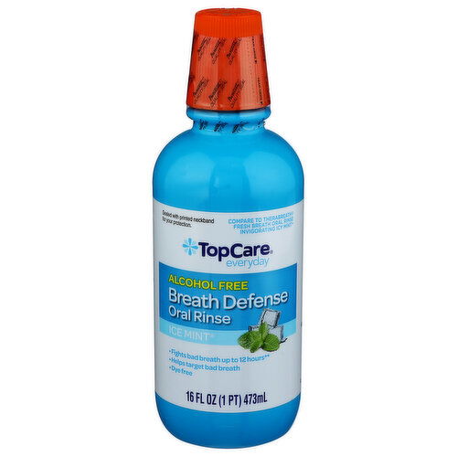 Top Care Everyday Ice Mint Breath Defense Oral Rinse - 16 Fluid Ounce