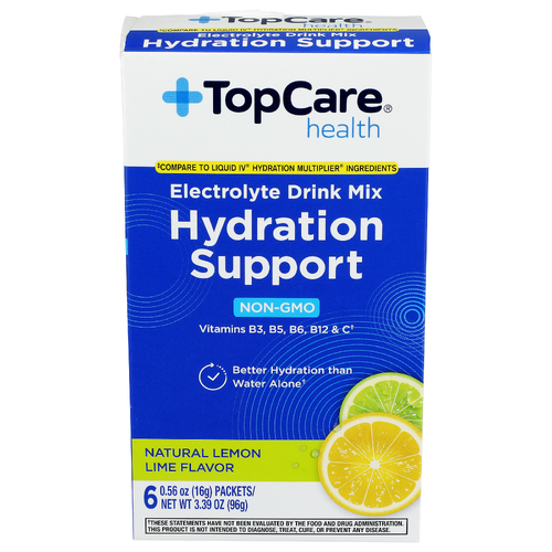 TopCare Health Hydration Support Lemon Lime Electrolyte Drink Mix - 0.565 Ounce - 6 Count Image 1 of 4