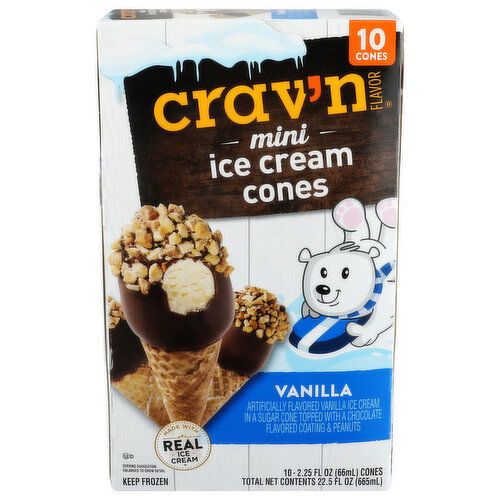 Crav'n Flavor Mini Vanilla Ice Cream Cone - 2.25 Fluid Ounce - 10 Count