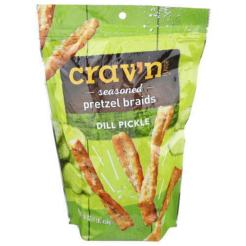 Crav'n Flavor  Dill Pickle Seasoned Pretzel Braids - 16 Ounce
