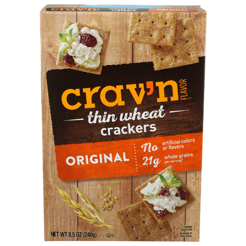Crav'n Flavor Original Thin Wheat Crackers - 8.5 Ounce