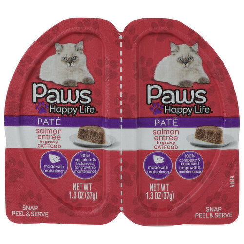 Paws Happy Life Salmon Entrée In Gravy Pate Wet Cat Food - 2 Count