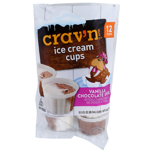 Crav'n Flavor Vanilla Chocolate Swirl Ice Cream Cups - 3 Fluid Ounce - 12 Count