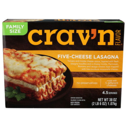 Crav'n Flavor Family Size Five-Cheese Lasagna - 38 Ounce - 1 Count