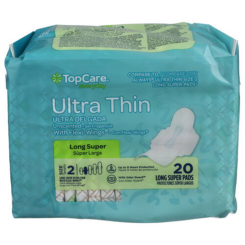 TopCare Everyday Ultra Thin Maxi Long Super With Wings Pad - 20 Count