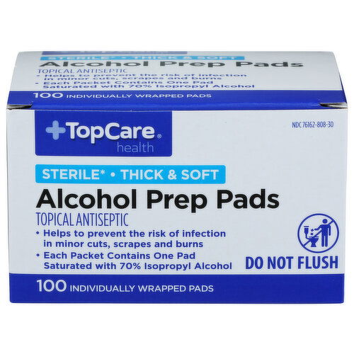 Top Care Health Alcohol Prep Pads - 100 Count