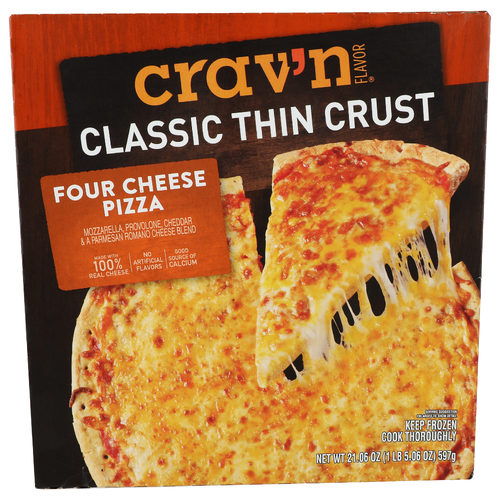 Crav'n Flavor Classic Thin Crust Four Cheese Pizza - 21.06 Ounce