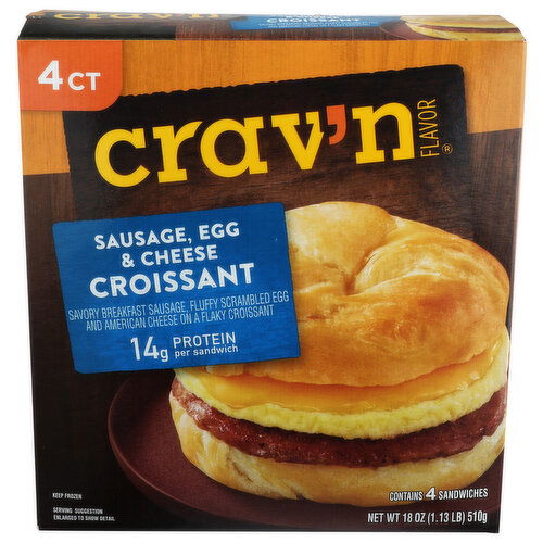 Crav'n Flavor Sausage, Egg & Cheese Croissant - 4.5 Ounce - 4 Count