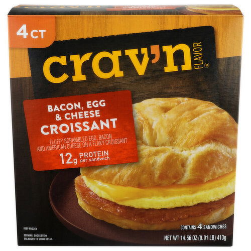 Crav'n Flavor Bacon, Egg & Cheese Croissant - 3.64 Ounce - 4 Count