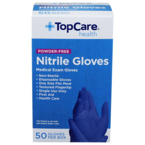TopCare Powder Free Nitrile Exam Gloves - 50 Count