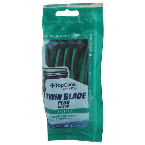 TopCare Disposable Twin Blade Plus Razor - 10 Count