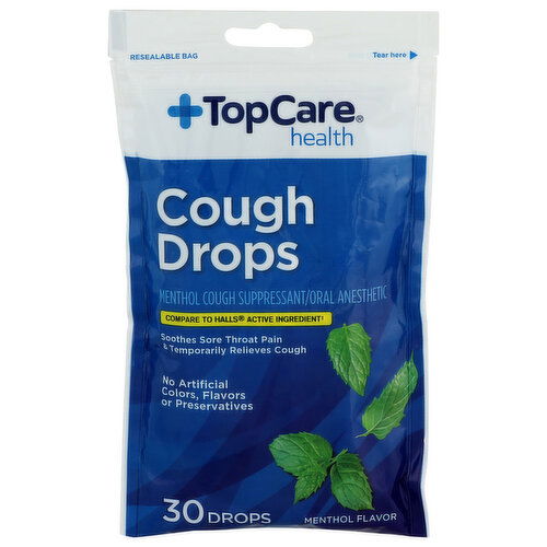 Top Care Health Menthol Cough Drops - 30 Count