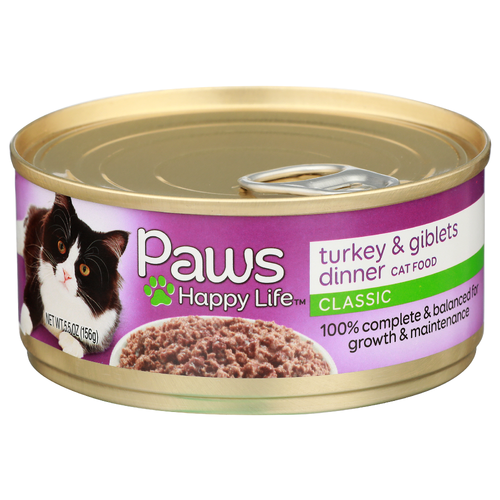 Paws Happy Life Turkey & Giblets Dinner Classic Cat Food - 5.5 Ounce