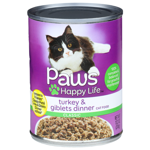 Paws Happy Life Turkey & Giblets Dinner Classic Cat Food - 13.2 Ounce