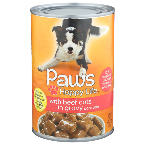 Paws Happy Life With Beef Cuts In Gravy Dog Food - 22 Ounce