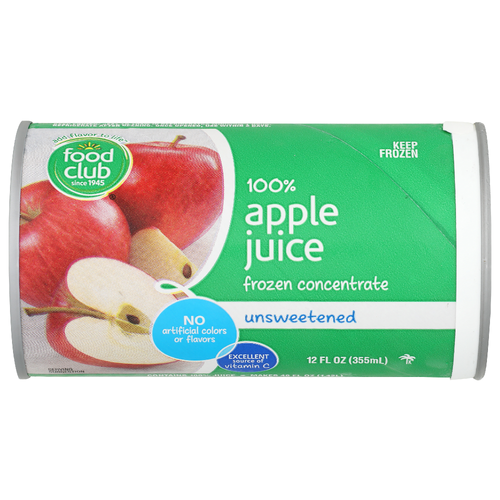 Food Club Unsweetened Frozen Concentrate 100% Apple Juice - 12 Fluid Ounce