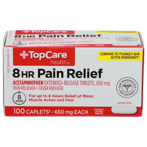 Topcare Health Pain Relief Reliever Fever Reducer - 100 Count