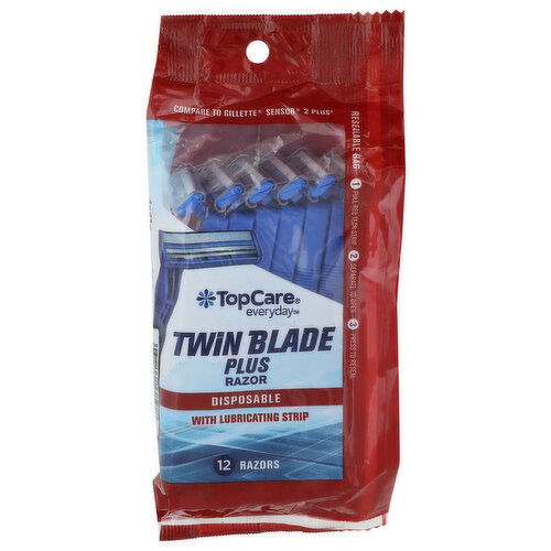 Top Care Everyday Twin Blade Plus Disposable Razor - 12 Count