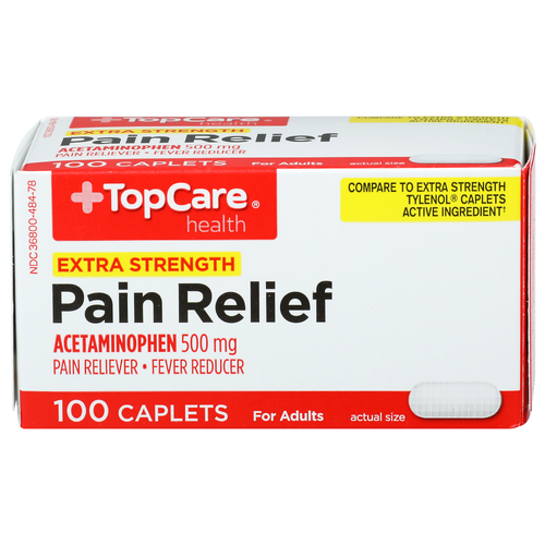 Topcare Extra Strength Pain Relief Acetaminophen 500 Mg Pain Reliever / Fever Reducer For Adults Caplets - 100 Each