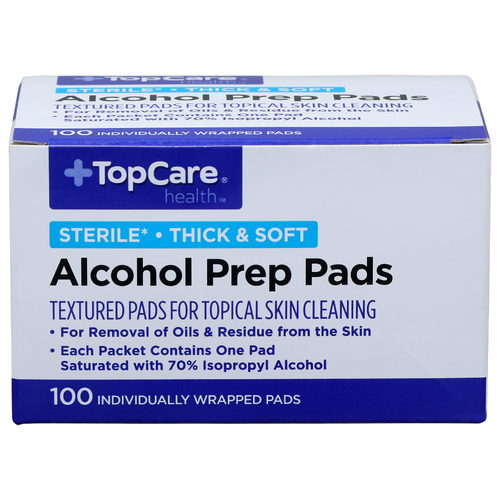 Topcare Health Thick & Soft Alcohol Prep Pads - 100 Count