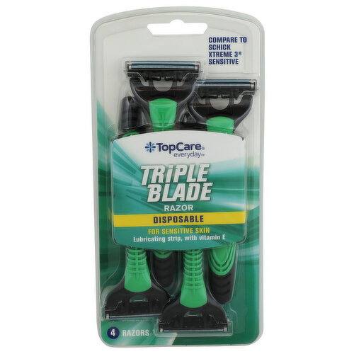 TopCare Triple Blade Disposable Razor - 4 Count