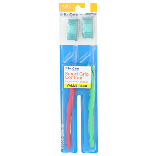 Topcare Everyday Soft Regular Smart Grip Contour Toothbrush - 2 Count