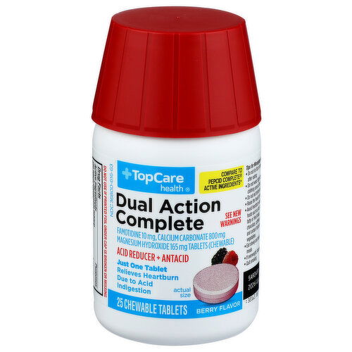 Top Care Health Berry Dual Action Complete Acid Reducer & Antacid - 25 Count