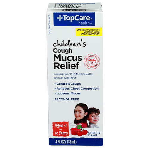 Topcare Health Cherry Flavor Children's Cough Mucus Relief - 4 Fluid Ounce