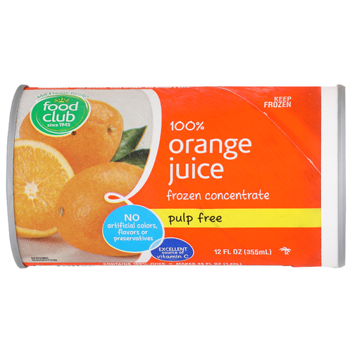 Food Club Pulp Free Orange Juice - 12 Fluid Ounce