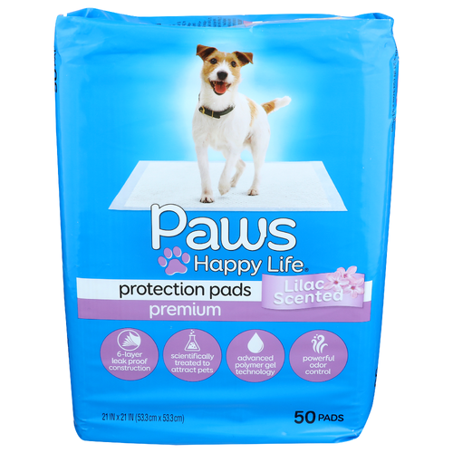 Paws Happy Life Lilac Scented Premium Protection Pads - 50 Count